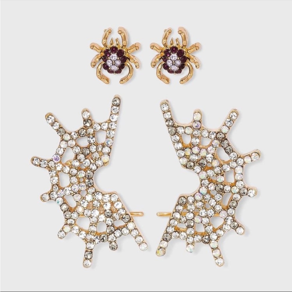 Baublebar x Sugarfix Spider and Web stud earrings